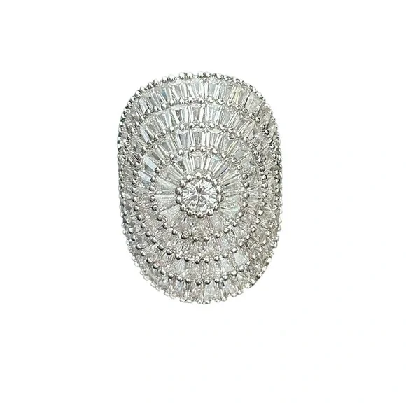 Gypsophila Ring Whispers Elegance Shiny Cubic Zirconia Sparkly Halo Ring - Picture 5 of 12